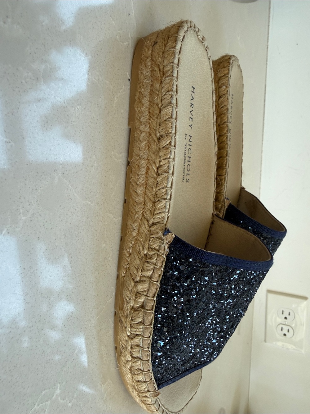 Harvey Nichols by Macarena Navy Glitter Espadrille Slides Size EU40Made in Spain - Picture 3 of 4